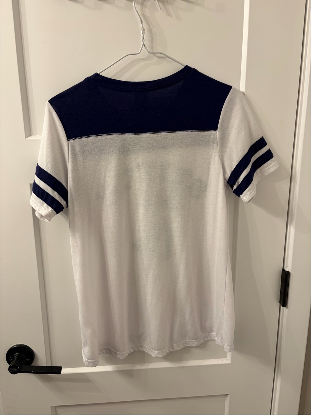 Disney White and Navy Stitch Jersey Style Short Sleeve Tee - Picture 4 of 4